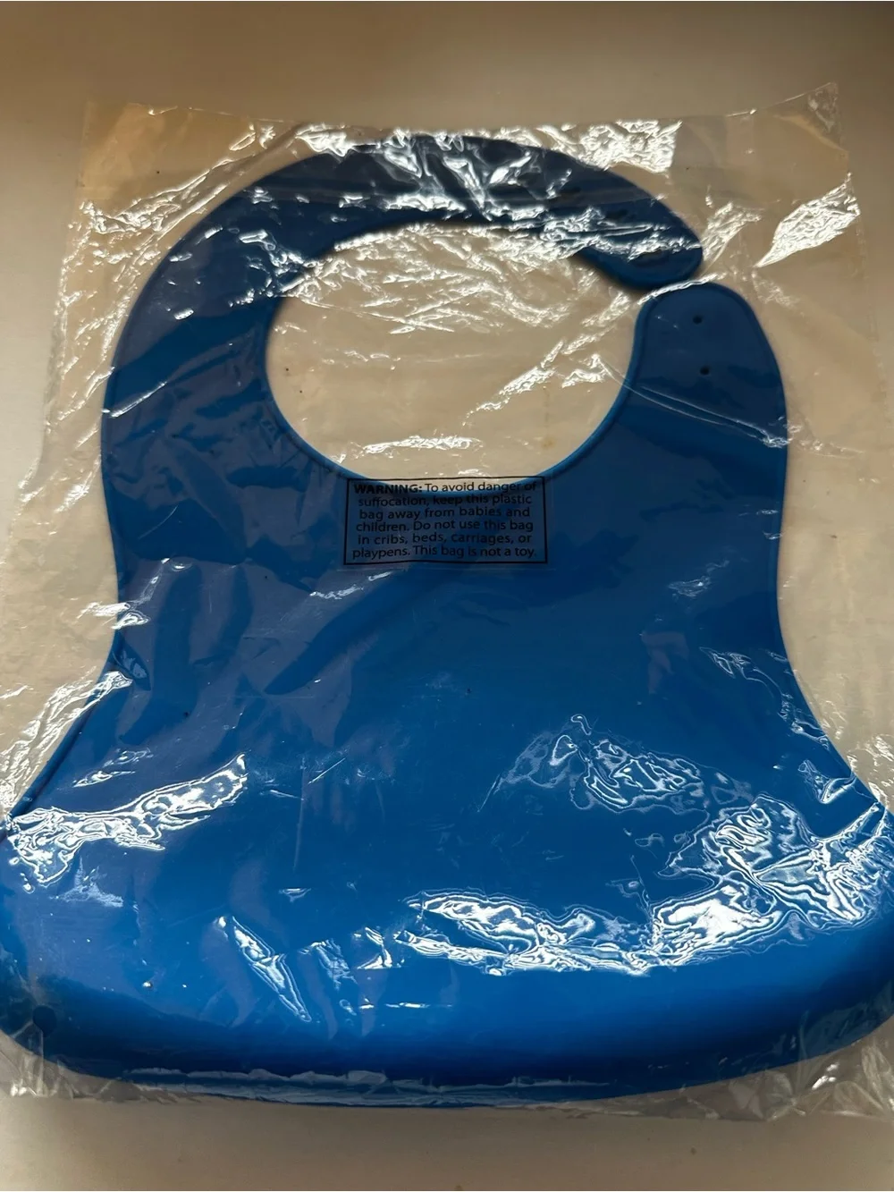 Silicone Baby Bib with Catch Pocket - Blue